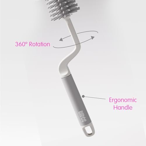 LILBEE 3-in-1 Silicone Baby Bottle Brush Set | 360° Rotating Bottle & Straw Cleaner | Soft Bristles, Anti-Slip Handle | BPA-Free, Multipurpose Baby Cleaning Kit (Grey) - Image 5