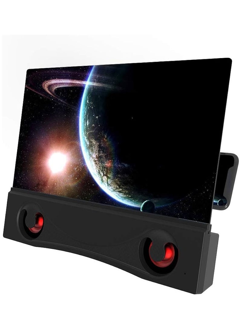 Foldable Phone Stand with Screen Amplifier, 12'' Phone Screen Magnifier with Bluetooth Speaker, Mobile Phone 3D Magnifier Projector Screen for Movies, Videos, and Gaming  - Image 2