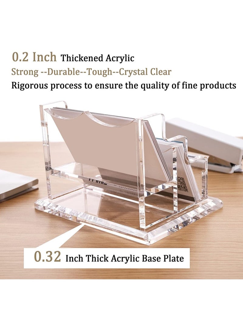 Clear Acrylic 2 Tier Business Card Holder for Desk Stylish Organizer Display Stand for 100 Cards Perfect for Office Use - Image 3