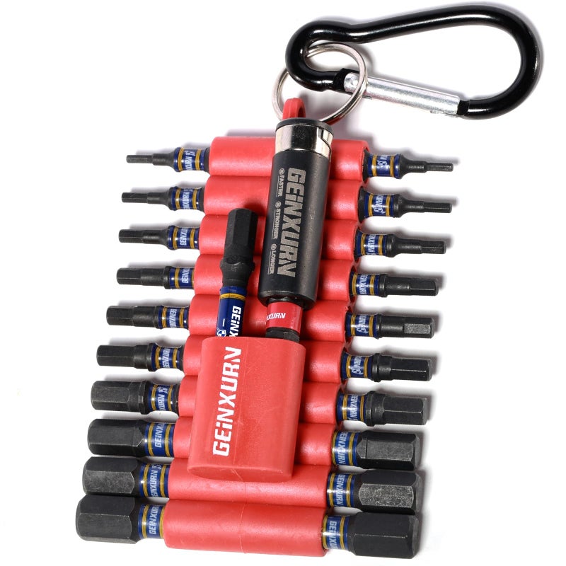 Geinxurn Impact Hex Screwdriver Bits Set,22 Pcs Magnetic Metric S2 Steel Multi Insert Power Bit Tips with Organizer Sleeve and Storage Strip - Image 1