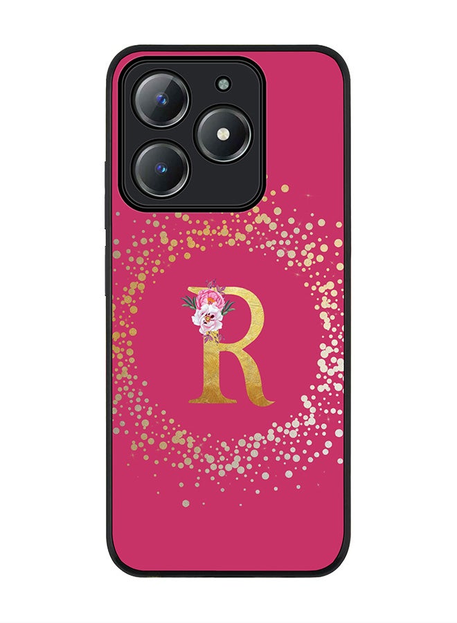 Stylizedd For Realme C63 / Realme C61 4G Case,Slim fit Camera Protection, Shockproof Thin Phone cover  - Custom Monogram Floral - R ( Deep Pink ) - Image 1