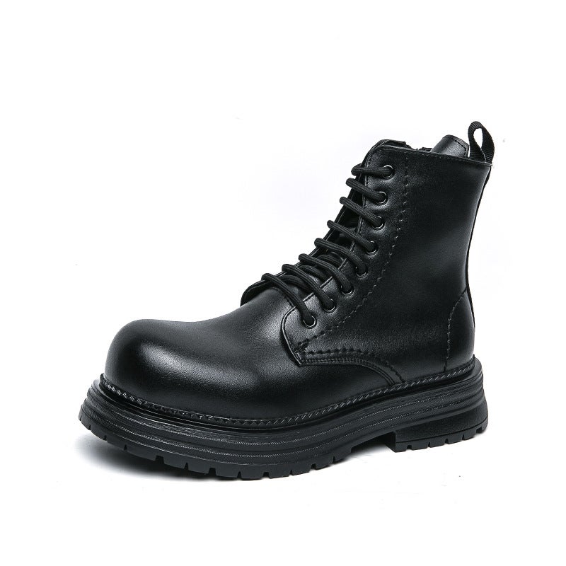 Martin Boots Winter Black High-Top British Style Thick-Soled Casual Leather Shoes Couple Style New Large Size Work Boots - Image 5