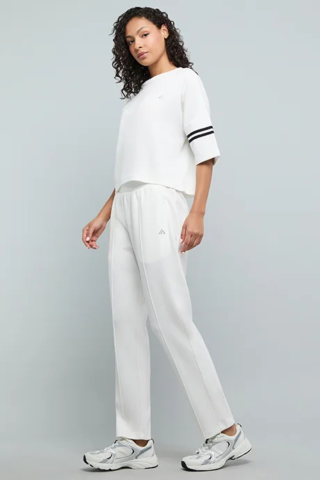 R&B Solid Knitted Pants with Drawstring Waist