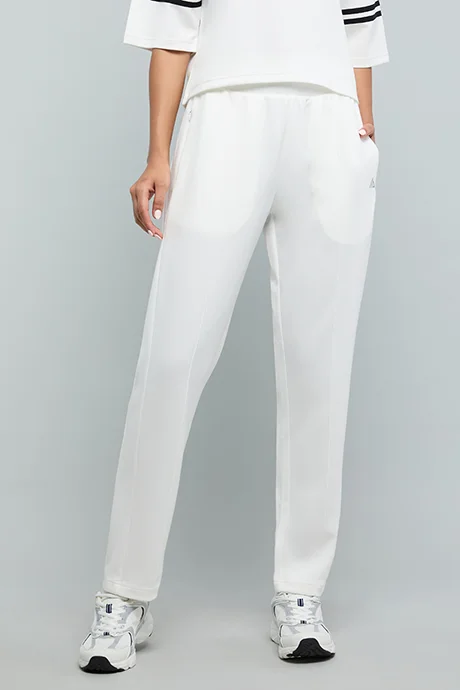 R&B Solid Knitted Pants with Drawstring Waist
