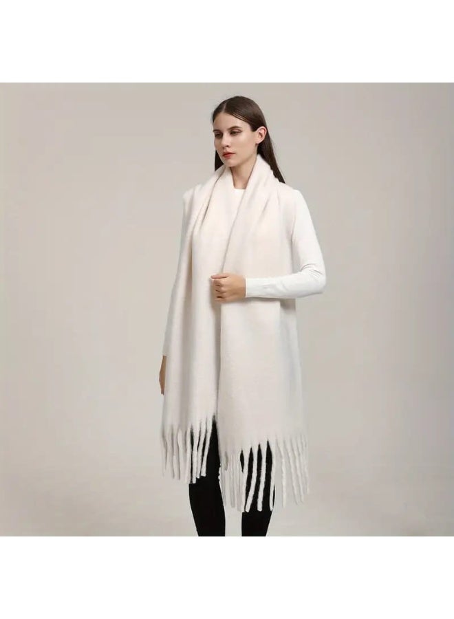 Shein Women’s Snow‑White Winter Scarf – Soft Cashmere‑Like Oversized Shawl for Elegant Warmth - Image 1