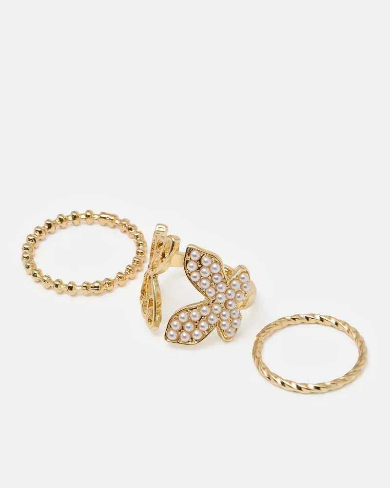 REDTAG Women Gold Embellished Ring Set