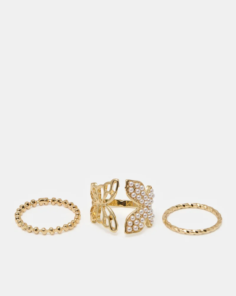 REDTAG Women Gold Embellished Ring Set
