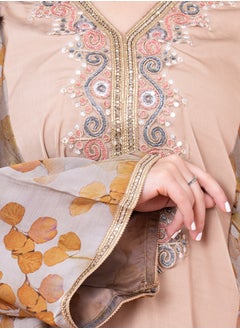 اكسا جلابية عصرية مطرزة IK1029 اصفر  - Image 2