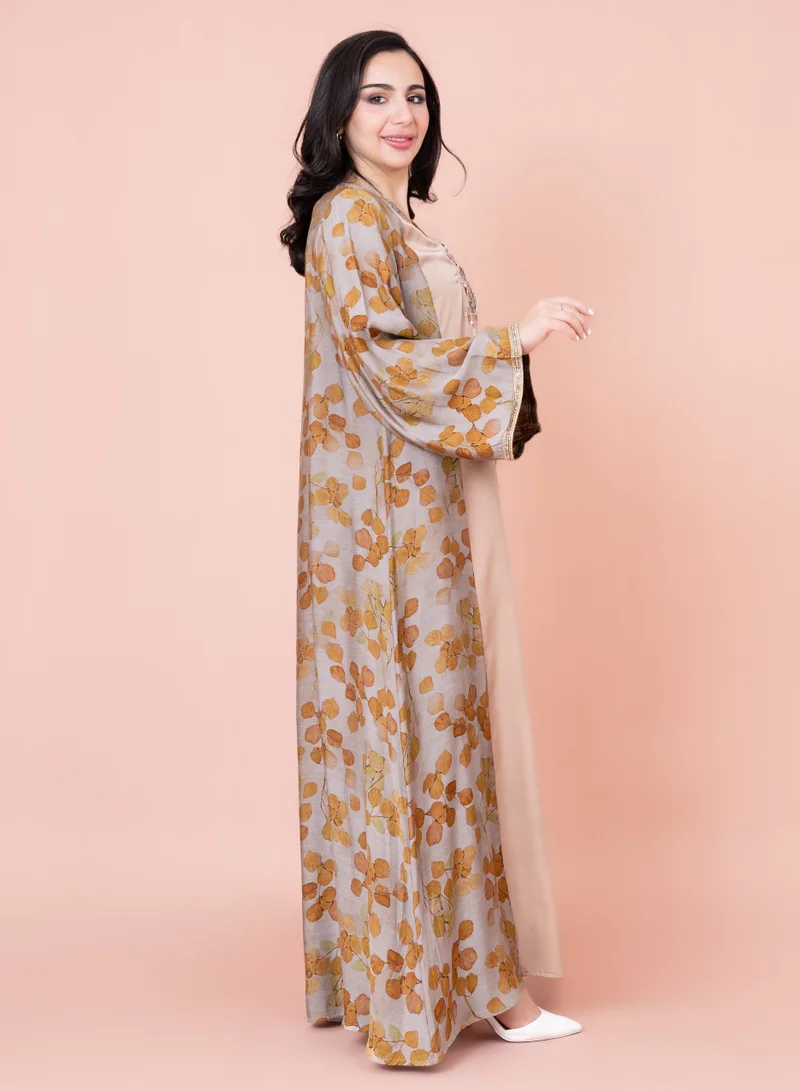 اكسا جلابية عصرية مطرزة IK1029 اصفر