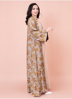 اكسا جلابية عصرية مطرزة IK1029 اصفر  - Image 3