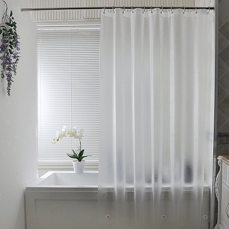 Aoohome AooHome 72 Wx66 L inch Short Shower Curtain Liner Frosted Eva Shower Curtain with Magnets Water Repellent Semi Transparent 
