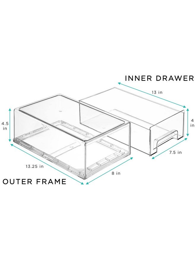 Sorbus Clear Stackable Fridge Drawer Bins - Pull Out Refrigerator Organizer Containers for Kitchen Storage (2 Pack | Medium) - Image 3