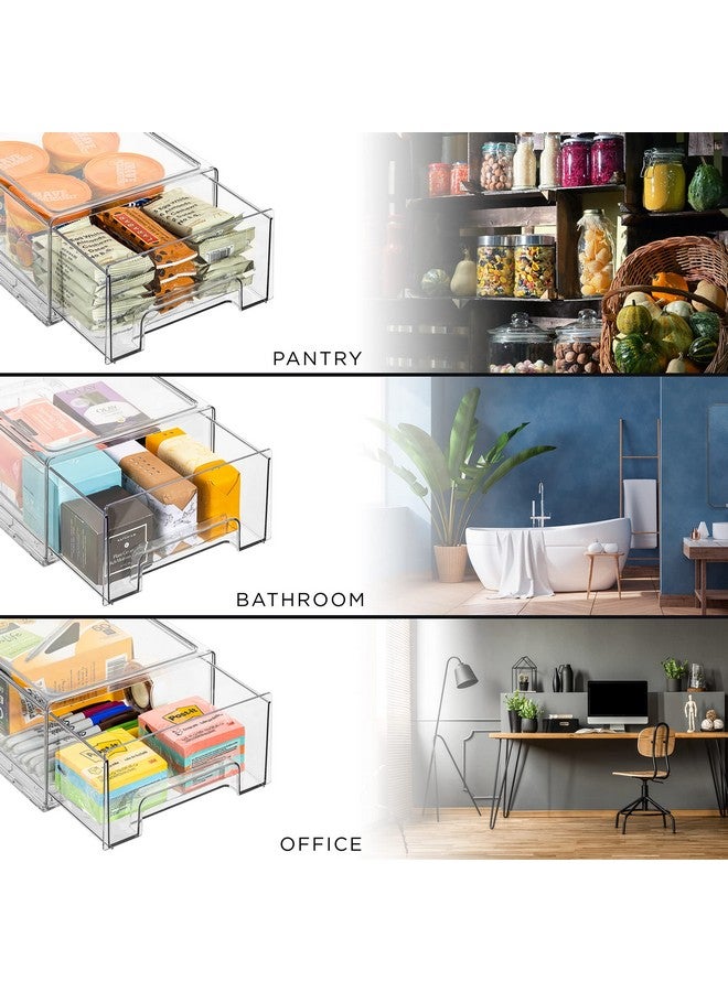 Sorbus Clear Stackable Fridge Drawer Bins - Pull Out Refrigerator Organizer Containers for Kitchen Storage (2 Pack | Medium) - Image 4