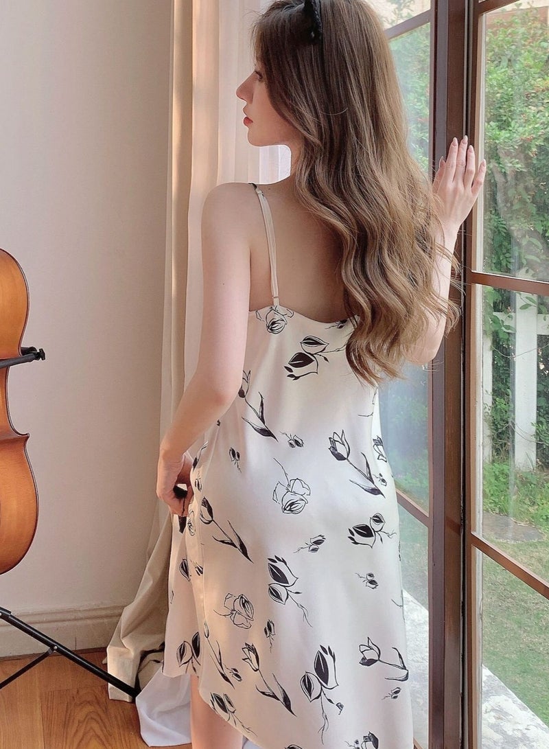 KUYING New Women's Sling Ice Silk Sleeping Dress  - Image 3