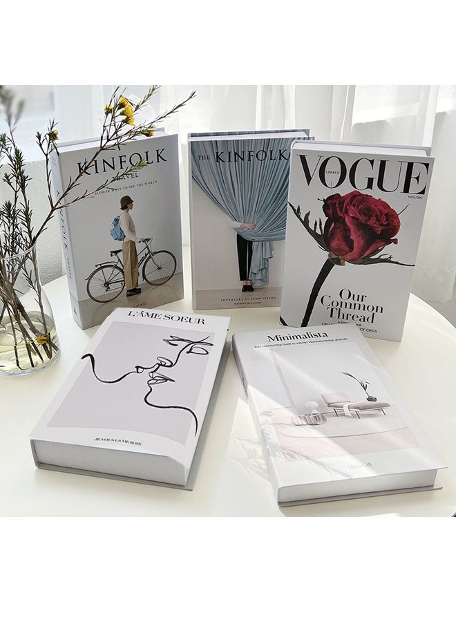 ZVEV Decorative Books for Home Decor,Set of 5 Stylish Fake Books of Room Books Decor Aesthetic,for Coffee Table Decor,Living Room, Table, Shelf Decor,Modern Hardcover Stacked Display Books - Image 1