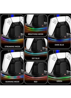 FlashHawk Controller Charging Station with RGB Headphone Stand for PS5 Controller,Charger Holder with 2 USB Charging Ports, Headset Stand for Playstation 5 Controller Charging Dock, Black  - Image 3