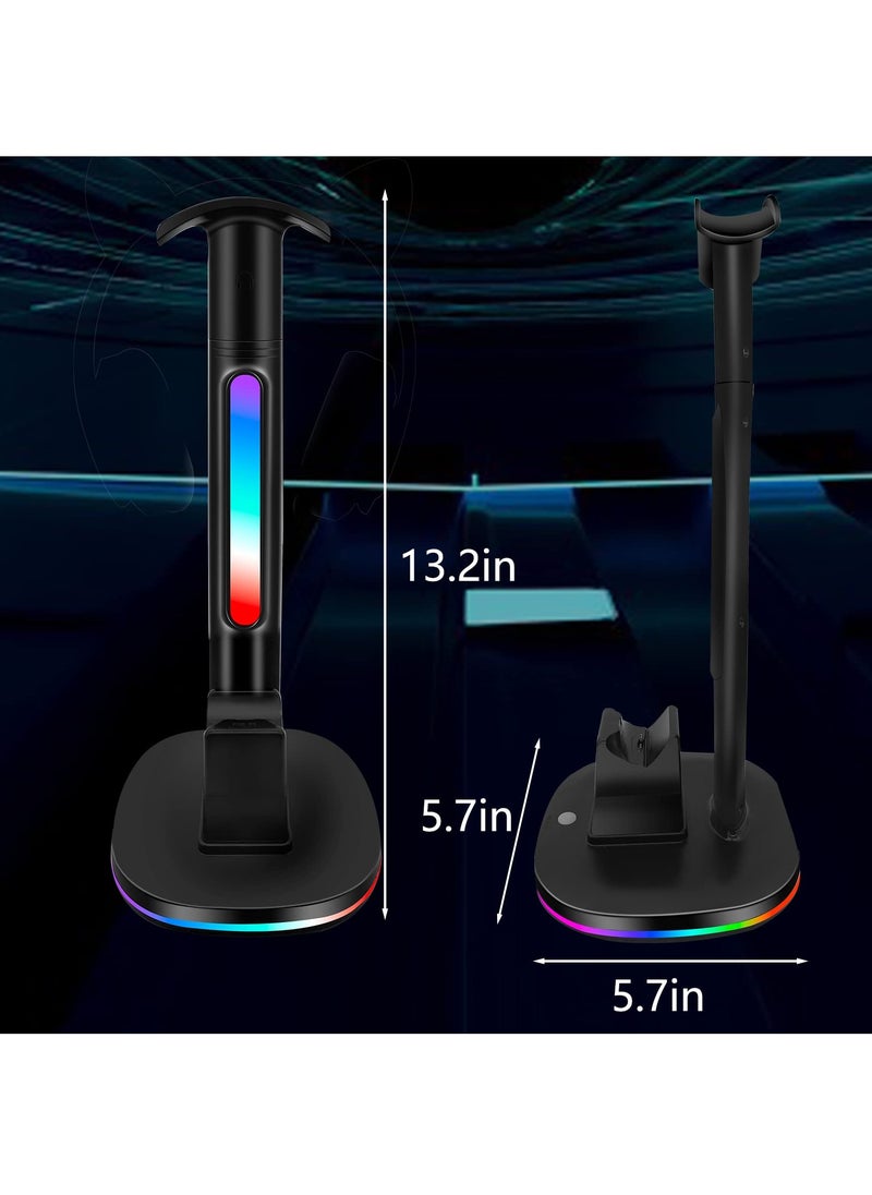 FlashHawk - Controller Charging Station with RGB Headphone Stand for PS5 Controller,Charger Holder with 2 USB Charging Ports, Headset Stand for Playstation 5 Controller Charging Dock, Black - Image 1