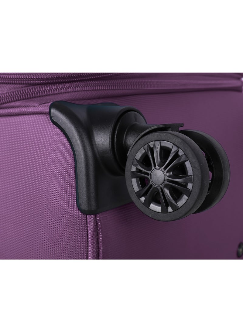 eminent - Unisex Soft Travel Bag Large Luggage Trolley Polyester Lightweight Expandable 4 Double Spinner Wheeled Suitcase with 3 Digit TSA lock E765 Purple - Image 1