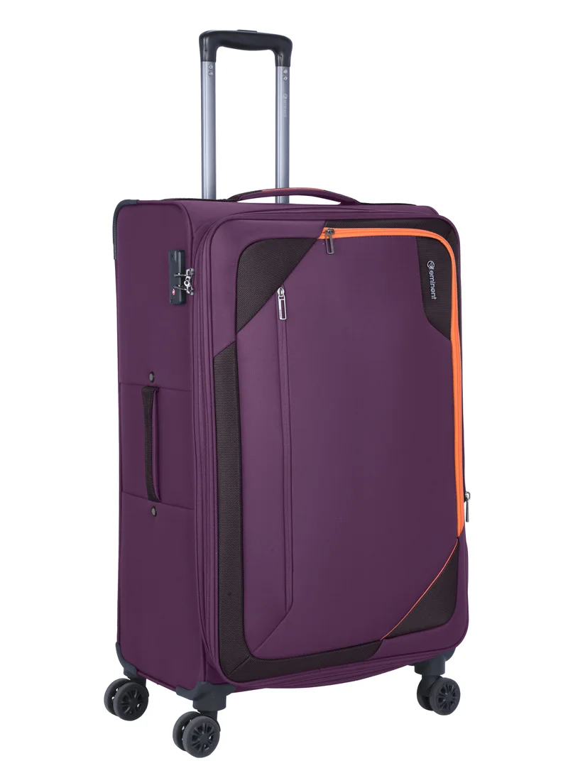 إيمينينت Unisex Soft Travel Bag Large Luggage Trolley Polyester Lightweight Expandable 4 Double Spinner Wheeled Suitcase with 3 Digit TSA lock E765 Purple