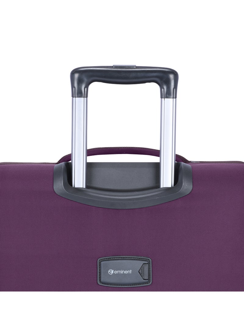 eminent Unisex Soft Travel Bag Large Luggage Trolley Polyester Lightweight Expandable 4 Double Spinner Wheeled Suitcase with 3 Digit TSA lock E765 Purple  - Image 4