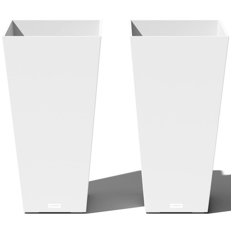 Veradek Veradek VResin IndoorOutdoor Taper Planter Set of 2 30 inch White 