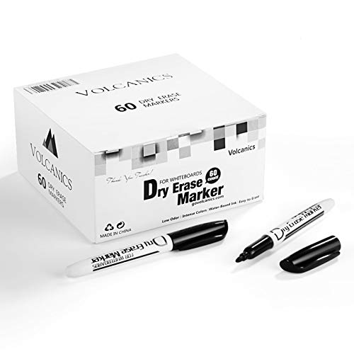 Volcanics Black Dry Erase Markers Bulk Pack of 60 Low Odor Fine Tip Whiteboard Pens for Whiteboard Dry Erase Calendar - Image 2
