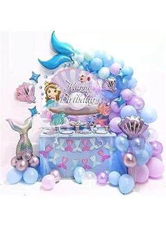 DURKU Mermaid Party Supplies Kit for Girls - 129PCS Mermaid Tail Arch Balloon Garland, Purple Green Confetti Balloons - Perfect Decorations for Mermaid Birthday Party and Girls' Birthday Celebration  - Image 1