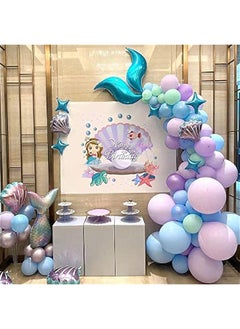 DURKU Mermaid Party Supplies Kit for Girls - 129PCS Mermaid Tail Arch Balloon Garland, Purple Green Confetti Balloons - Perfect Decorations for Mermaid Birthday Party and Girls' Birthday Celebration  - Image 3
