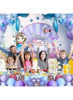 DURKU Mermaid Party Supplies Kit for Girls - 129PCS Mermaid Tail Arch Balloon Garland, Purple Green Confetti Balloons - Perfect Decorations for Mermaid Birthday Party and Girls' Birthday Celebration  - Image 5