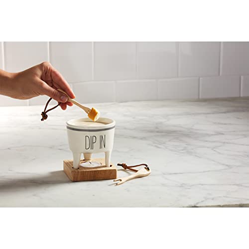 Mud Pie Fondue Dip And Forks Set, White, 4 1/2" x 3 1/2" | fork 4" - Image 4