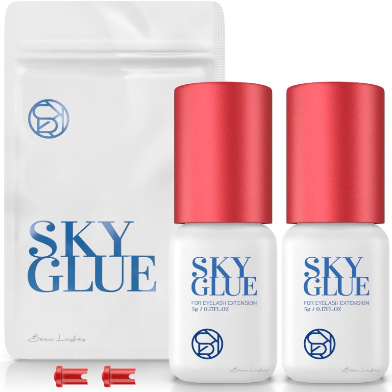 beau lashes 2 Bottles Sky Glue for Eyelash Extensions S Super Strong Black Lash Extension Adhesive for Professional Long Lasting Semi Permanent Individual Lash Extensions Fast Drying 7 Week Retention 5ml - Image 3