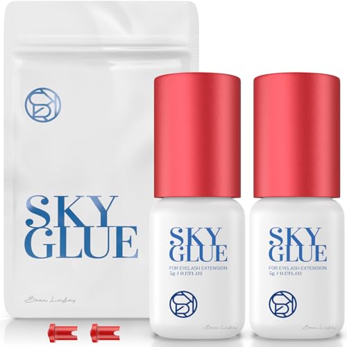 beau lashes 2 Bottles Sky Glue for Eyelash Extensions S Super Strong Black Lash Extension Adhesive for Professional Long Lasting Semi Permanent Individual Lash Extensions Fast Drying 7 Week Retention 5ml - Image 1