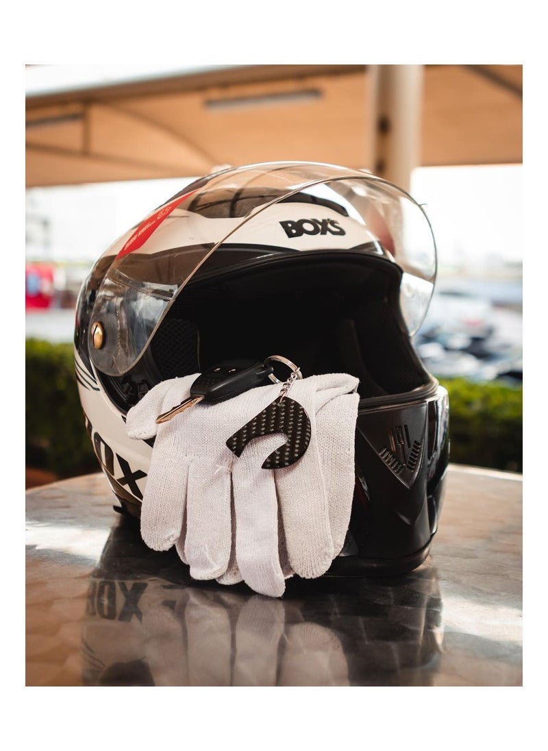 crbn - Helmet Shaped Real Carbon Fiber keychain Plain Weave - Image 1
