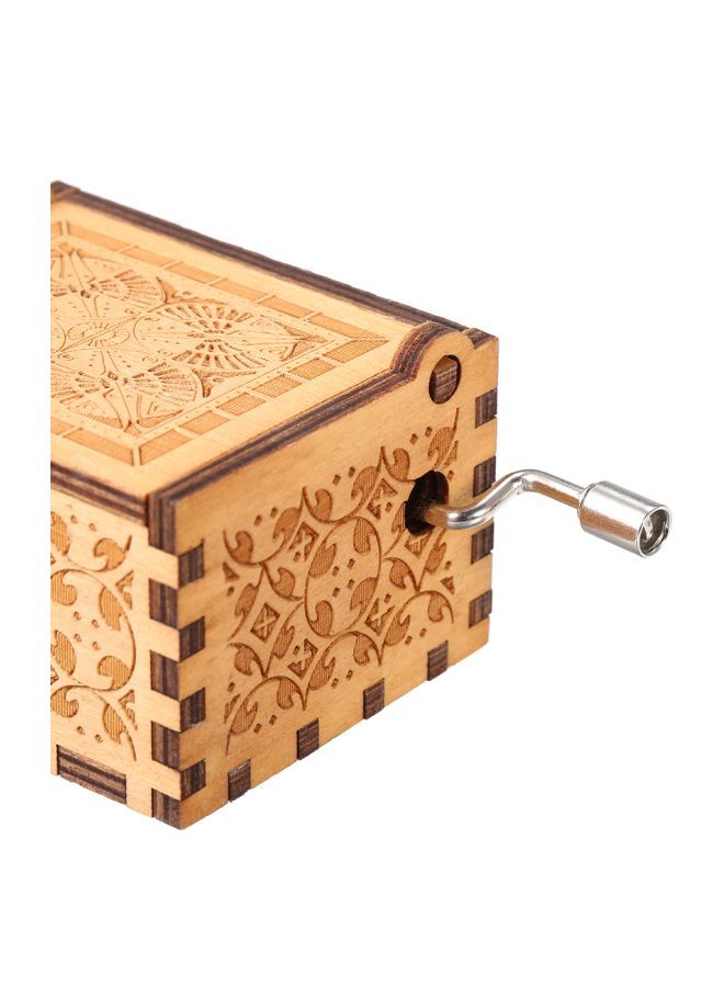 NIBEMINENT Vintage Engraved Hand Operated Wooden Musical Box Brown/Beige  - Image 3