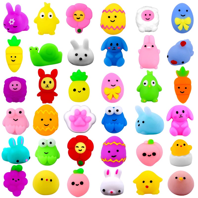 DULEFUN 36pcs Easter Mochi Squishy Toys Easter Squeeze Fidget Toys Bunny Egg Stress Relief Toys for Kids Easter Basket Stuffers Fillers Classroom Prize Supplies Party Gifts Favors - Image 3
