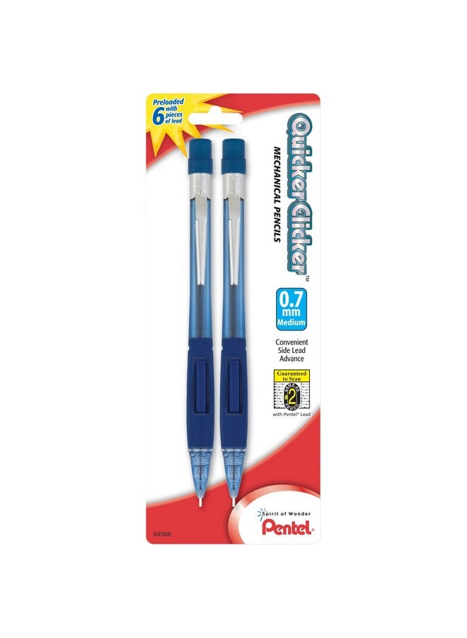 Pentel ® Quicker Clicker™ Automatic Pencils 0.7 Mm Blue Barrel Pack Of 2 Pencils - Image 1