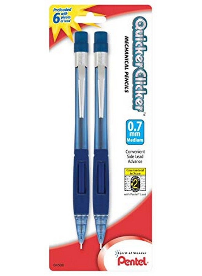 Pentel ® Quicker Clicker™ Automatic Pencils 0.7 Mm Blue Barrel Pack Of 2 Pencils - Image 3