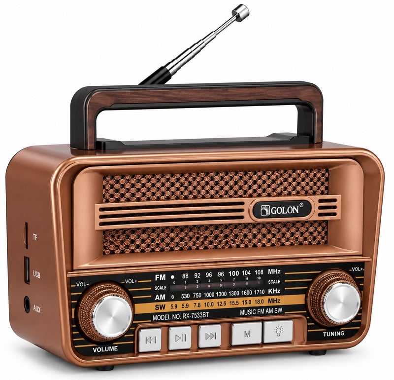 Golon RX-733BT Portable Retro Bluetooth 5.3 Radio Speaker with FM AM SW Multi-Band Receiver USB Flash Drive and TF Card - Image 1
