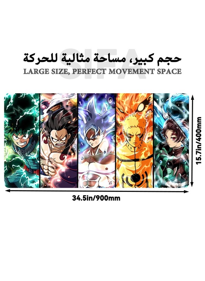 Generic - Anime Protagonist Collection Mouse Pad, Non-Slip Mousepad, Anime Mouse Pad, Gaming Mouse Pad, Large Mouse Pad, Extended Keyboard Mousepad with Non-Slip Base and Stitched Edge, 400mm×900mm - Image 1