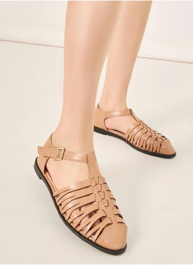 Styli Strappy Flat Closed Toe Sandals