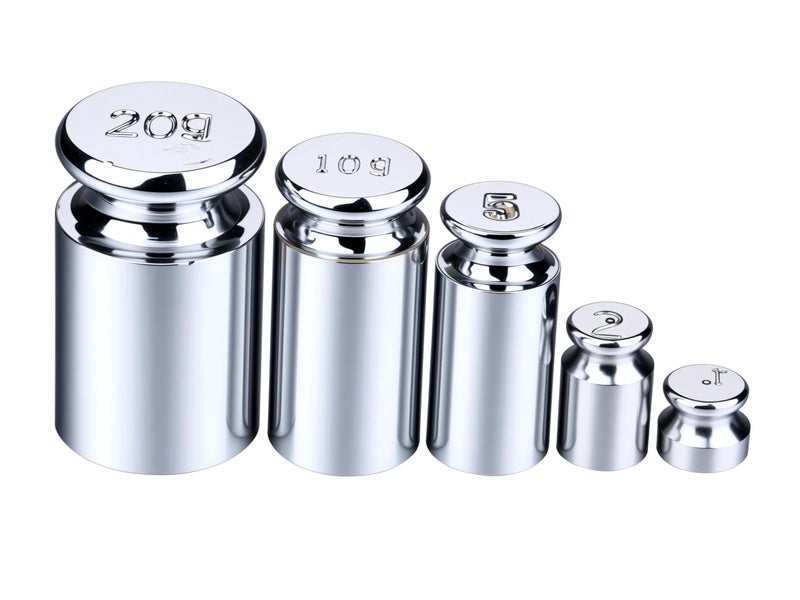 I-MART 5PCs Calibration Weights Set 1g 2g 5g 10g 20g Premium Steel Chrome Small Weights for Digital Scale Balance Jewelry Kitchen Craft Precision Scale Calibration Weight Set - Image 1