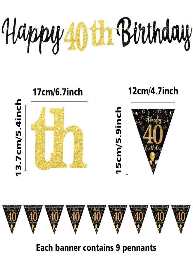 MAGLAUG 40th Birthday Decorations Banner Men Women, Black Gold Happy 40thBirthday Banners for Men Women (Birthday 40th) - Image 3