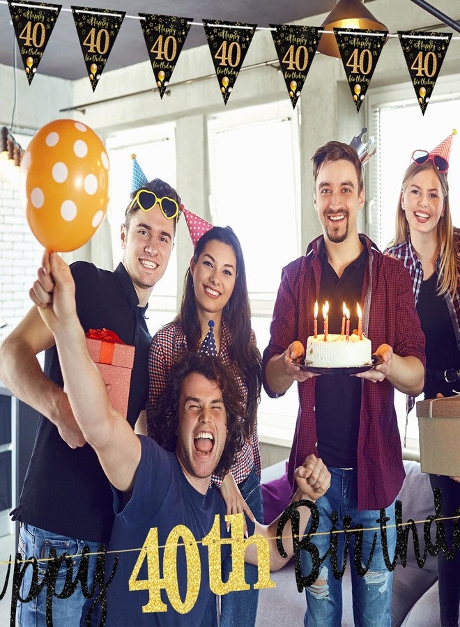 MAGLAUG 40th Birthday Decorations Banner Men Women, Black Gold Happy 40thBirthday Banners for Men Women (Birthday 40th) - Image 5