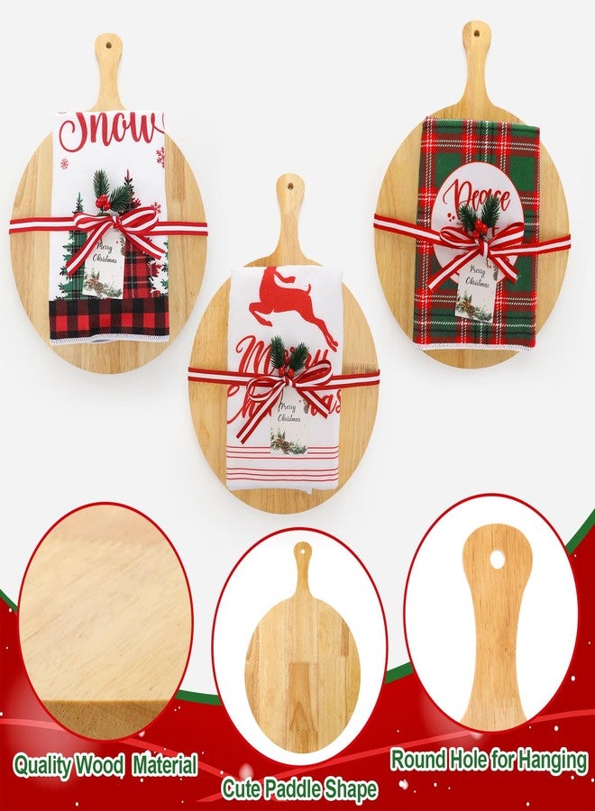 Tiangrid 4 Set 15.7in Christmas Cutting Board Bulk Christmas Kitchen Gift Set Wooden Cheese Charcuterie Board Kit with Tea Towels Red Berry Housewarming Gifts for Neighbor Xmas Holiday Party Decors - Image 4