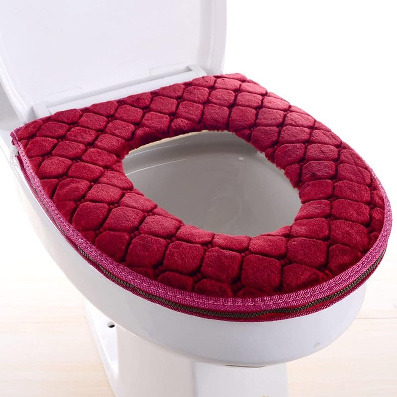 Purple Washable Toilet Seat Cover Pad Soft Cushioned Warmer With Zipper Closure - Image 5