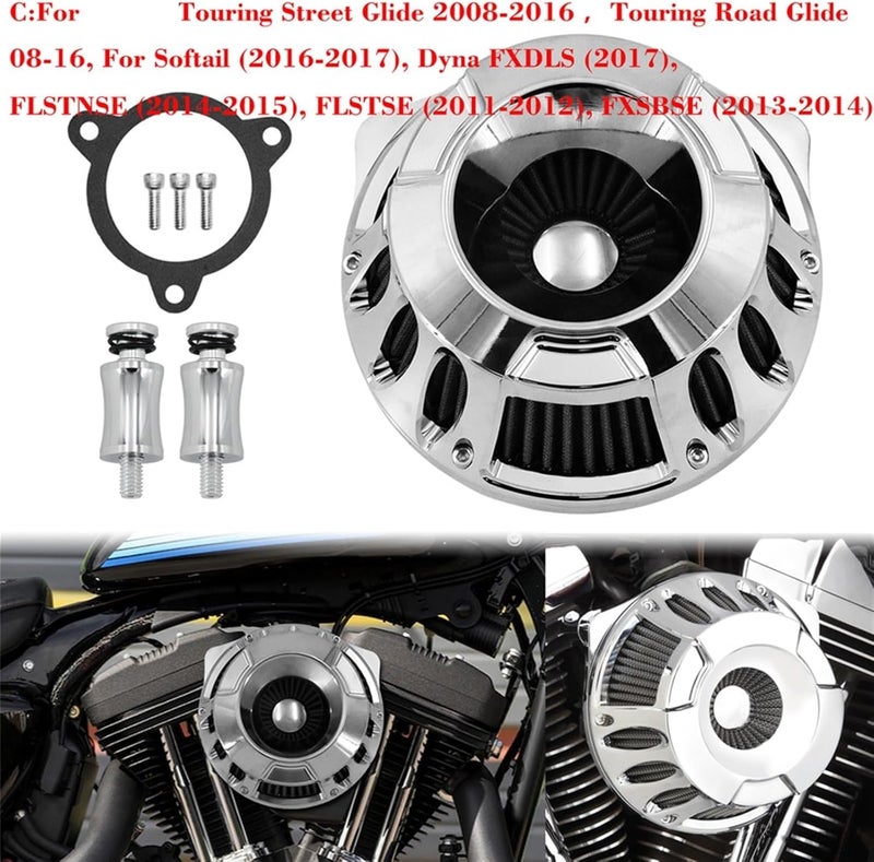 QASULER Motorcycle Chrome Air Cleaner - Image 2