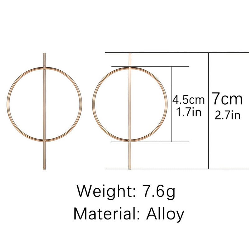 Shegirl Bar Hoop Earrings Big Round Circle Earrings Geometric Circle Stick Earrings Gold Fashion Jewelry for Women Gift (Gold) - Image 3