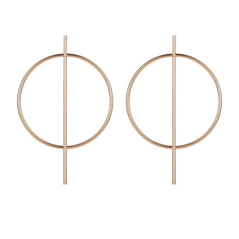 Shegirl Bar Hoop Earrings Big Round Circle Earrings Geometric Circle Stick Earrings Gold Fashion Jewelry for Women Gift (Gold) - Image 1