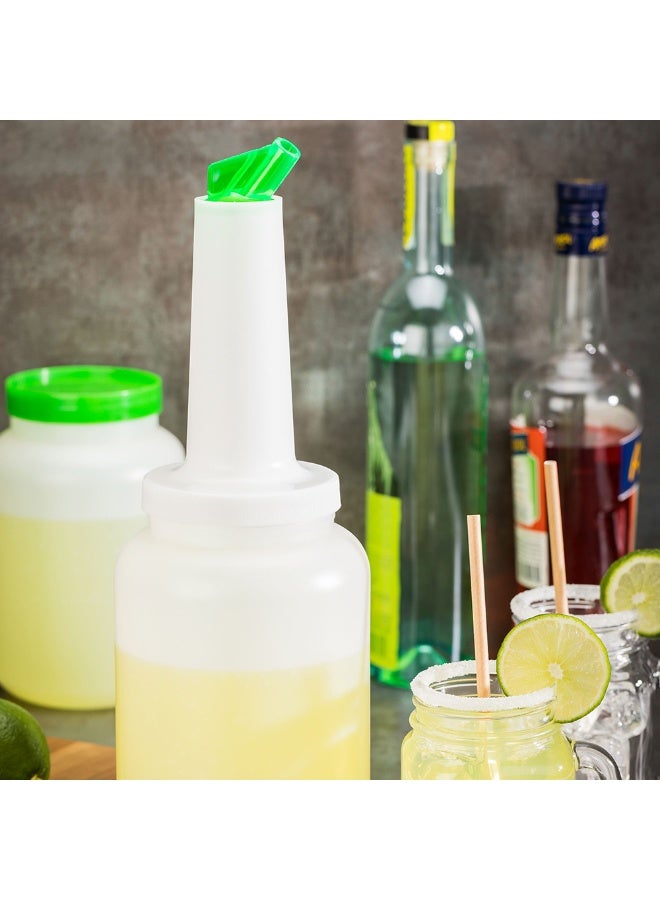 Restaurantware 2.5 qt Plastic Quick Pour Storage Container Bottle - with Green Spout and Lid - Bar Storage Bottle - 5" x 5" x 15" - 1ct Box - Bar Lux - Image 3