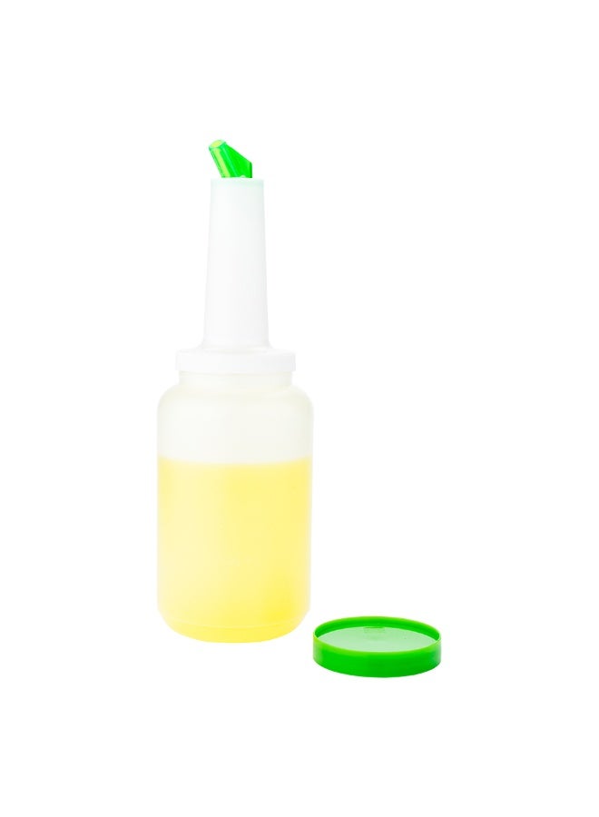 Restaurantware 2.5 qt Plastic Quick Pour Storage Container Bottle - with Green Spout and Lid - Bar Storage Bottle - 5" x 5" x 15" - 1ct Box - Bar Lux - Image 2